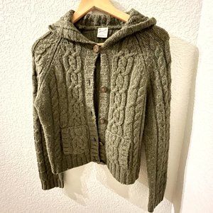 Abercrombie Vintage Cable Knit Cardigan Hoodie - Size L